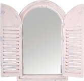 Esschert Design Spiegelkozijn met houten deurtjes - Rechthoek - Wit - 59 cm