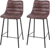 Urban Living Brooklyn Set van 2 Barstoelen in Lederlook Mahonie 44x47xh66/95cm