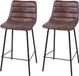Urban Living Brooklyn Set van 2 Barstoelen in Lederlook Mahonie 44x47xh66/95cm