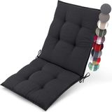 Beautissu Sun-NL Premium Basse Dossier Coussin 100x50 cm Résistant aux UV & Coussin Épais de 8 cm Coussin de Chaise de Jardin Bandes de Fixation Antidérapantes Tissu Robuste Anthracite Rayé
