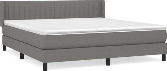 vidaXL Boxspring bed met matras - stof - donkergrijs - 180x200 cm