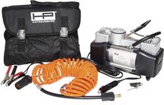HP Autozubehör Compressor 7 bar 2 cilinders, Analoge Manometer, Opbergbox/tas