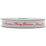 Premier Accents Vrolijk Kerstmis Decoratief Lint Wit - 2 7m