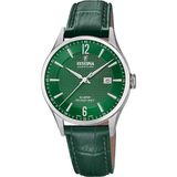 Festina F20007/5 Polshorloge Heren Groen Leer Staal Saffierglas 10 ATM