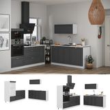 Vicco Keuken Fame-Line, Anthrazit-Gold Landhaus/Wit, 340 cm