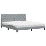 VidaXL Bed met matras, stof, lichtgrijs, 200x200 cm