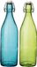 Bormioli Rocco Giara bouteille - 2x stuks - 30 cm - 1 liter - blauw en groen