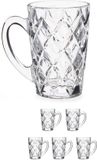Vivalto luxe Espresso koffieglazen - Set van 6x stuks - 110 ml - met oor - Type Diamant - Transparant