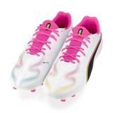 PUMA King 20 Match FG/AG JR voetbalschoen, wit-gif roze-helder aqua, 4.5 UK