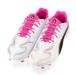 PUMA King 20 Match FG/AG JR voetbalschoen, wit-gif roze-helder aqua, 4.5 UK