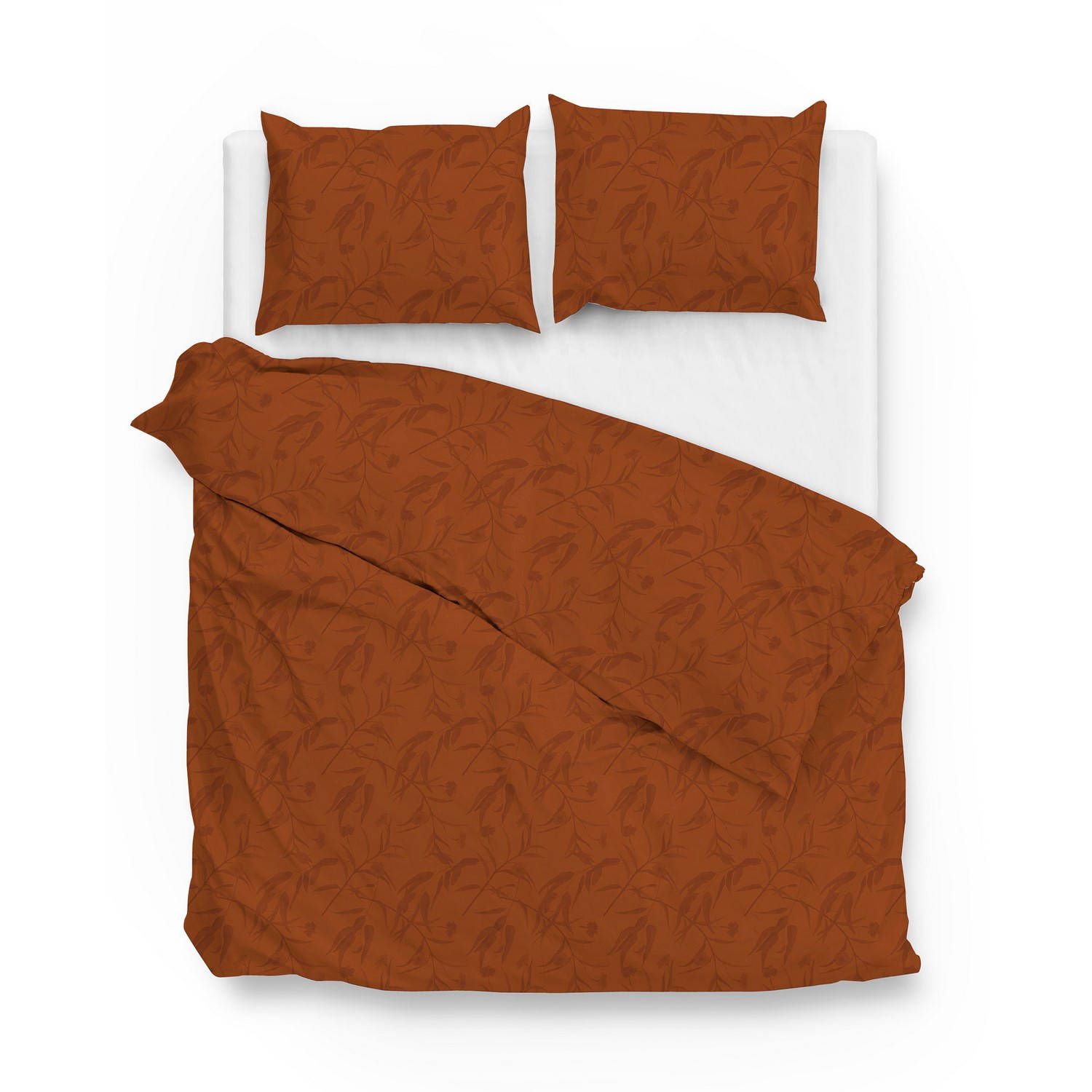 Zo!Home dekbedovertrekset katoen satijn fiori di - copper orange 240x200/220cm