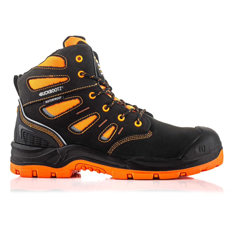 BuckBootz Werkschoen BVIZ2 Hoog S3 + KN Zwart/Oranje | Zwart/Oranje | Maat 45