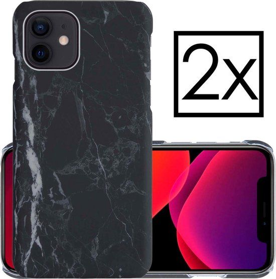 NoXx iPhone 12 Back Cover - Marble Design - Black