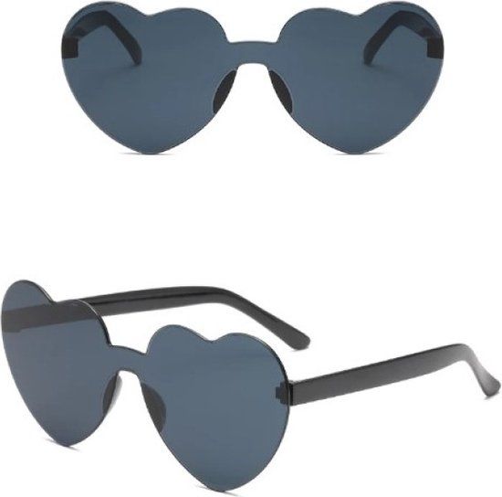 Go Go Gadget Feestbril Zwart - Hippie Zonnebril Hart - Unisex - Bierfeest/Oktoberfest