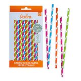 Decora Set van 80 rietjes multicolor Ø 6 x 210 mm van biologisch afbreekbaar papier met waterinkt voor meer kleur op je feest