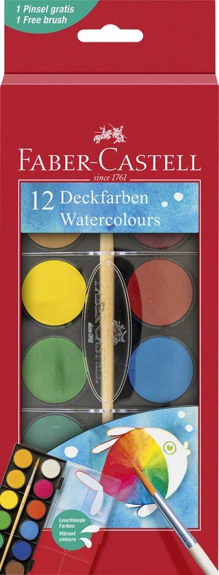 Faber-Castell Waterverfdoos - 12 kleuren + penseel