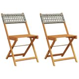 VidaXL Tuinstoel Terras Acaciahout, Polyrattan Grijs (2 stuks)