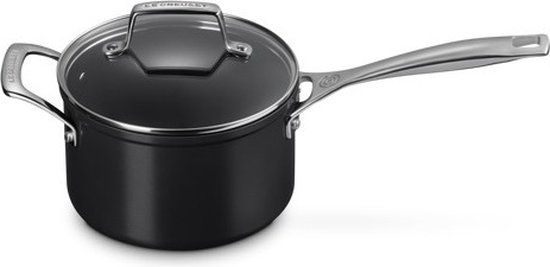 Le Creuset Steelpan met Glazen Deksel Essential Non-Stick Ceramic - ø 18 cm / 2.8 liter - Zwart