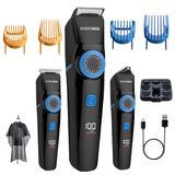 BarberBoss Herentrimmer voor haar, baard en detail, oplaadbare gezichtsverzorging voor mannen, 3-in-1 draadloze verzorgingsset met precisiewijzerplaat, led-indicatoren, detailverzorgingsset voor heren