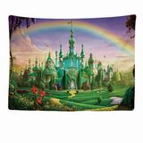 Ulticool - Wandkleed - Kasteel Paleis Regenboog Sprookje - 200x150 cm - Groen