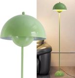 Alpinaluz Staande lamp van staal met gebogen lampenkap, moderne Scandinavische en retrostijl, indirect licht, led-fitting E27, voetschakelaar voor woonkamer, slaapkamer of eetkamer (groen)