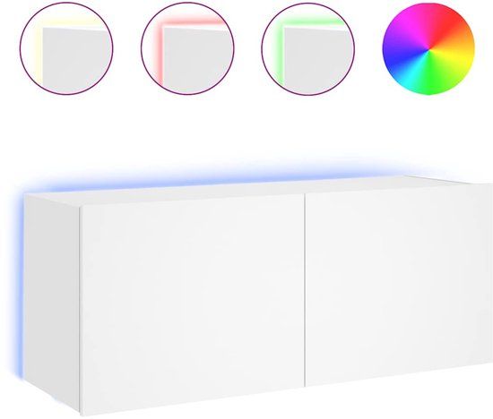 vidaXL Tv-wandmeubel met LED-verlichting 100x35x41 cm wit