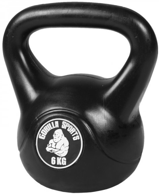 Gorilla Sports Kettlebell 6 kg zwart kunststof