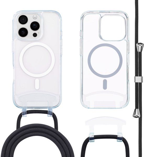 imoshion Hoesje - Geschikt voor iPhone 16 Pro Max - Geschikt voor MagSafe Backcover met afneembaar koord - Transparant