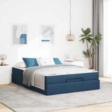 vidaXL Bedframe met matras 2-stuks Blauw Stof