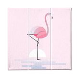 Homemania Afbeelding flamingo, 3-delig, dieren, woonkamer, kinderkamer, meerkleurig, 69 x 3 x 50 cm, HM203PKNV-155, polyester, hout