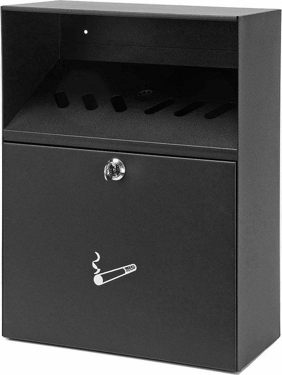 Zwarte Wandasbak - Metaal - 28 cm - Met Boveninworp en Afdak