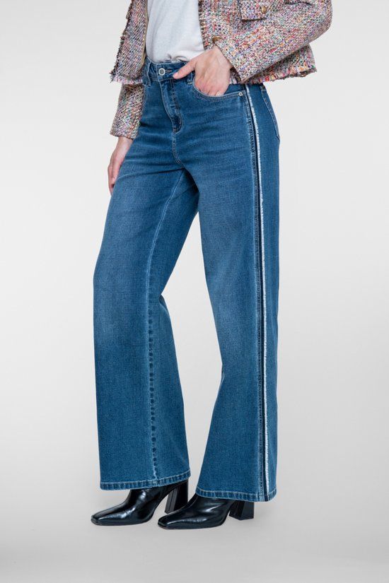 Geisha Jeans Straight Leg Jeans Met Zijstreep 61535 10 Stonewash Denim Dames Maat - XL