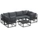 vidaXL Banc de jardin - 7 pièces - Noir - Aluminium