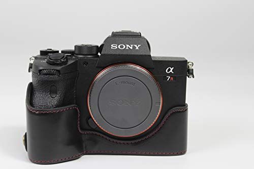 Zakao A7R IV Hoes, PU lederen halve bodem Opening Versie Holster Camera Hoesje Met Hand Band Beschermende Hoesje voor Sony Alpha A7R IV, Zwart