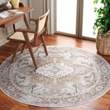 Safavieh Traditioneel tapijt, machinewasbaar, antislip, ideaal voor drukbezochte ruimtes, Arizona collectie, laagpolig, beige en goud, 120 x 180 cm