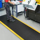 FLOORDIREKT Anti-Vermoeidheidsmat - Softer-Work-Mat - Werkplaatsmat - Zwart-Geel - 120 x 300 cm