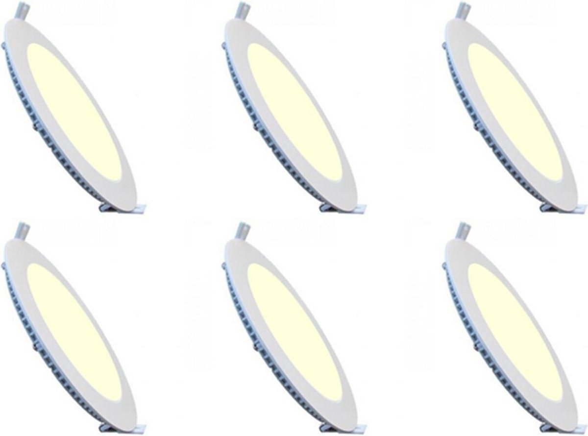 Qualu LED Downlight Slim 6 Pack - Inbouw Rond 6W - Dimbaar - Warm Wit 2700K - Mat Wit Aluminium - Ø120mm