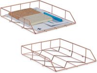Merkloos Relaxdays brievenbak - set van 2 - 5,5 x 26 x 31,5 cm - metaal - roségoud