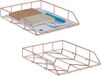 Merkloos Relaxdays brievenbak - set van 2 - 5,5 x 26 x 31,5 cm - metaal - roségoud