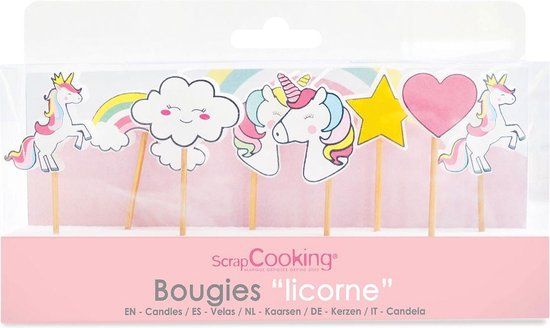 ScrapCooking Kaarsen Eenhoorn set/8