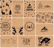 Giftmas Kerst Collectie – Wenskaarten & Kerstkaarten Set – 36 Groetenkaarten met 12 Designs – Inclusief Enveloppen en Stickers – Kraft Papier Kaartenset Voor Feestdagen - 20x15cm