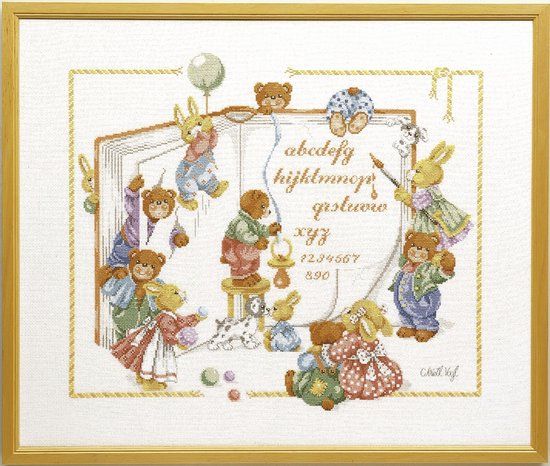 Lanarte Borduurpakket 15527 Christl Vogl - Berenboek - Geboorte - 60 x 50 cm - Katoen