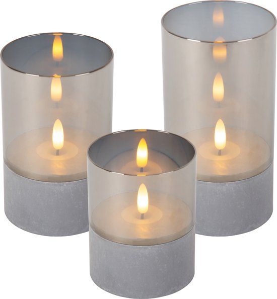 Lucide VELAS - Tafellamp - Set van 3 - Fumé - Ø 8 cm - LED