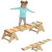 Poutre d'équilibre 2 en 1 pour enfants, poutre d'équilibre en bois, balançoire à bascule pour jardin, planche d'équilibre 133 x 38 x 24 cm