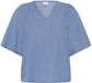 ICHI - IHBARCY ZABBY MS - Dames - Blouses - Maat 44 - Katoen - Korte mouw - V-hals - Lichtblauw