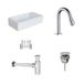 Aquino Ensemble de lavabo en céramique Mini avec robinet de fontaine Elba avec bec pivotant, vidange et siphon Chrome 36,5x18x9 cm Trou de robinet à droite