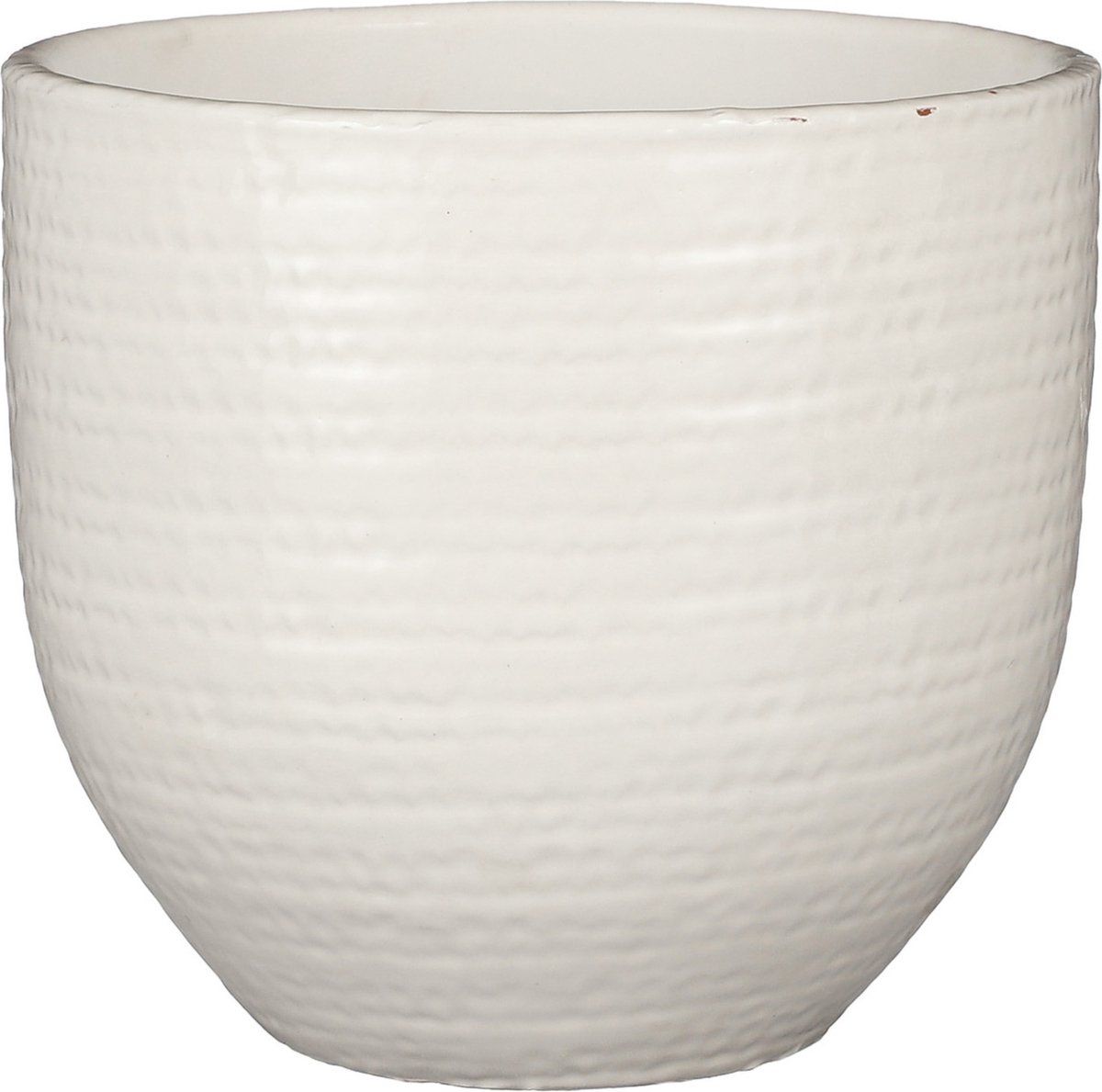 Mica Decorations - Plantenpot/bloempot - terracotta - wit flakes relief - D20/H18 cm