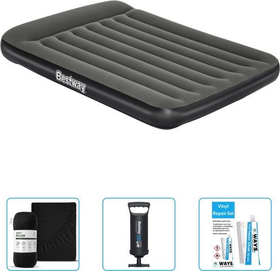 Bestway Luchtbed - Twijfelaar - 137 x 191 x 30 cm - Donkerblauw - Inclusief Hoeslaken, Pomp en Reparatieset