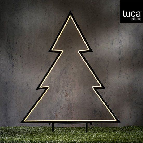 Luca Lighting Tuinsteker Neon Boom - Warm Wit - 53 x 75 cm - Zwart