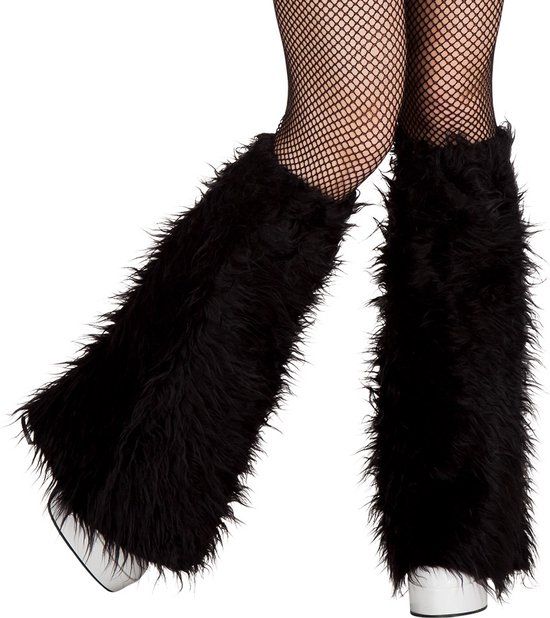 Boland Beenwarmers Pluche Zwart - Vrouwen - Showgirl - 80's & 90's - Disco